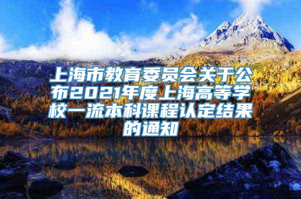 上海市教育委员会关于公布2021年度上海高等学校一流本科课程认定结果的通知