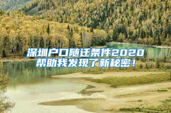 深圳户口随迁条件2020帮助我发现了新秘密！