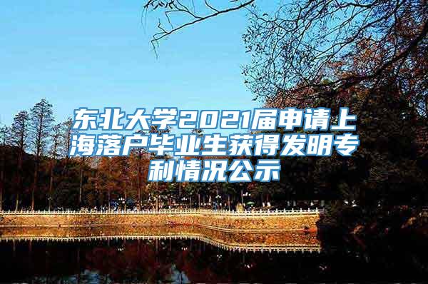 东北大学2021届申请上海落户毕业生获得发明专利情况公示