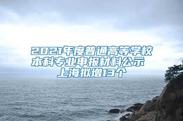 2021年度普通高等学校本科专业申报材料公示 上海拟增13个