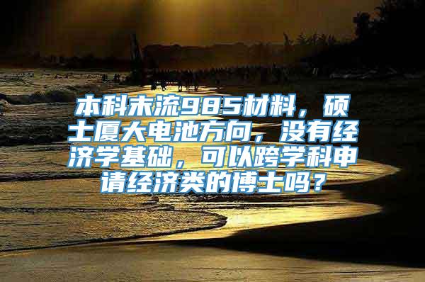 本科末流985材料，硕士厦大电池方向，没有经济学基础，可以跨学科申请经济类的博士吗？