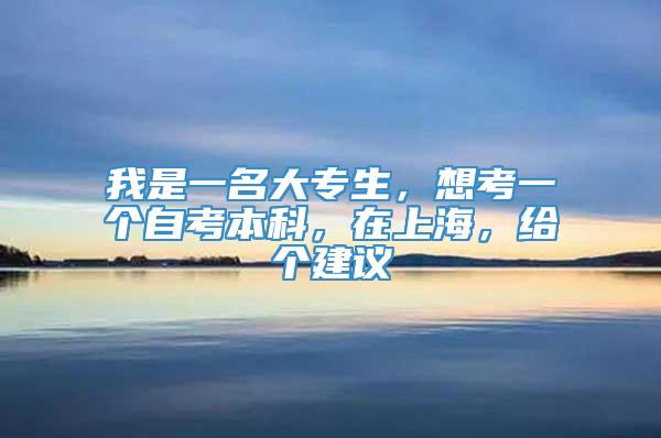 我是一名大专生，想考一个自考本科，在上海，给个建议