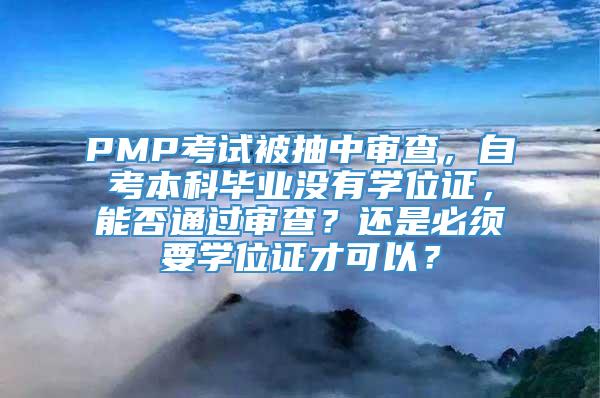 PMP考试被抽中审查，自考本科毕业没有学位证，能否通过审查？还是必须要学位证才可以？