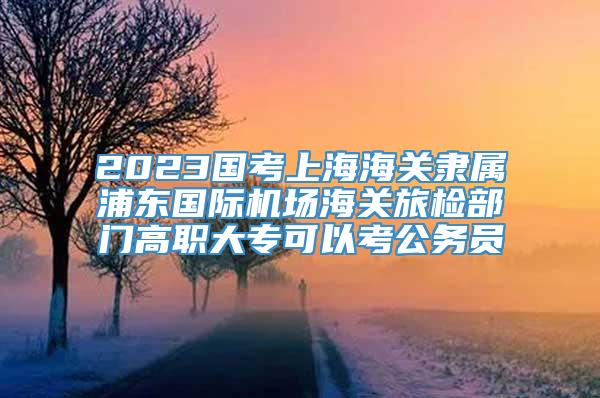 2023国考上海海关隶属浦东国际机场海关旅检部门高职大专可以考公务员