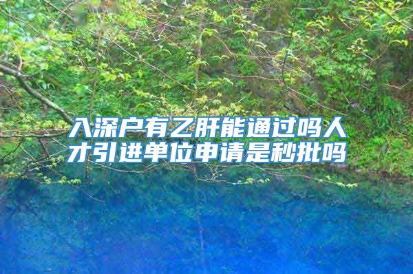 入深户有乙肝能通过吗人才引进单位申请是秒批吗