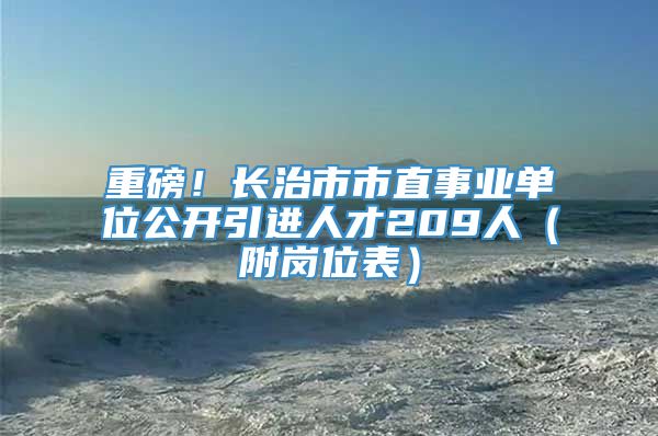 重磅！长治市市直事业单位公开引进人才209人（附岗位表）