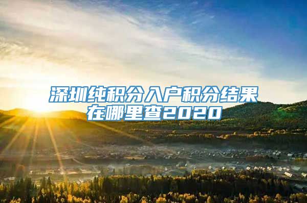 深圳纯积分入户积分结果在哪里查2020