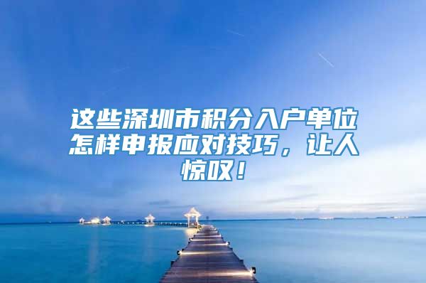 这些深圳市积分入户单位怎样申报应对技巧，让人惊叹！