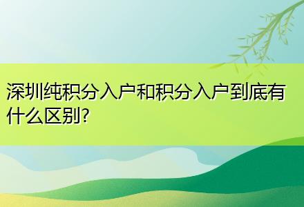 深圳纯积分入户和积分入户到底有什么区别?