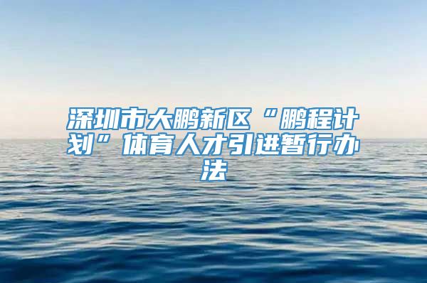 深圳市大鹏新区“鹏程计划”体育人才引进暂行办法