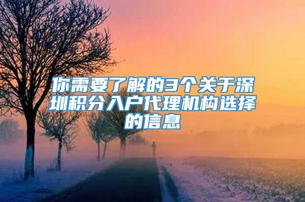 你需要了解的3个关于深圳积分入户代理机构选择的信息