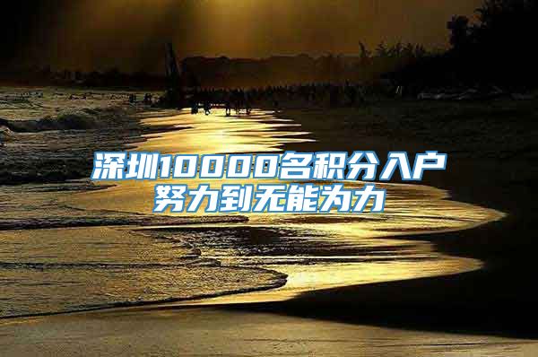 深圳10000名积分入户努力到无能为力