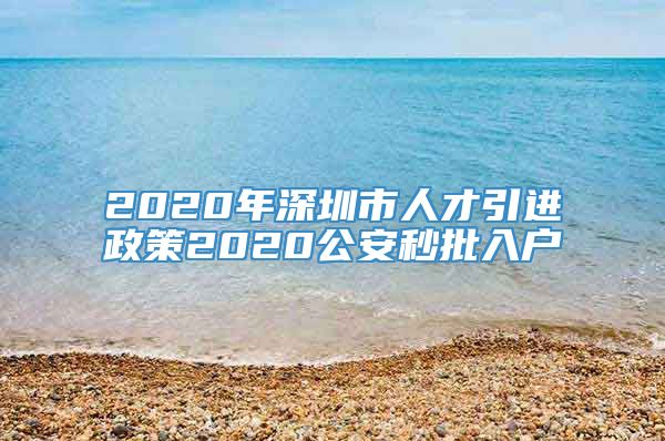 2020年深圳市人才引进政策2020公安秒批入户