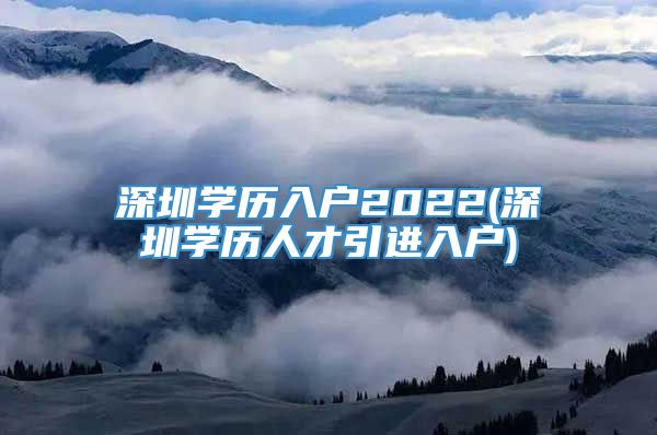 深圳学历入户2022(深圳学历人才引进入户)