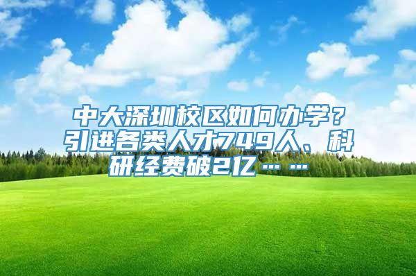 中大深圳校区如何办学？引进各类人才749人、科研经费破2亿……