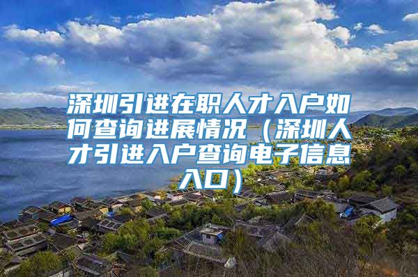 深圳引进在职人才入户如何查询进展情况（深圳人才引进入户查询电子信息入口）