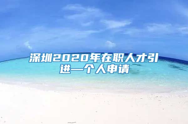 深圳2020年在职人才引进—个人申请