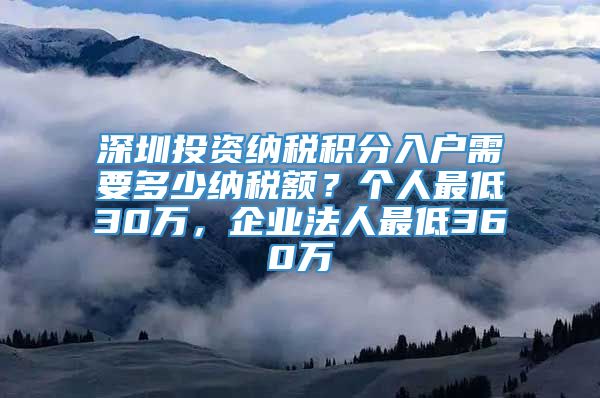 深圳投资纳税积分入户需要多少纳税额？个人最低30万，企业法人最低360万