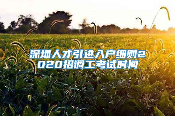 深圳人才引进入户细则2020招调工考试时间