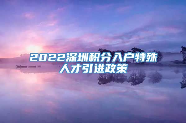 2022深圳积分入户特殊人才引进政策