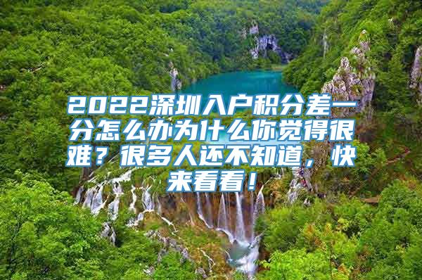 2022深圳入户积分差一分怎么办为什么你觉得很难？很多人还不知道，快来看看！