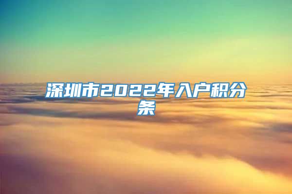 深圳市2022年入户积分条
