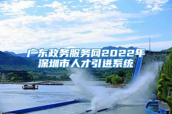 广东政务服务网2022年深圳市人才引进系统