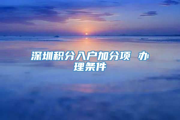 深圳积分入户加分项 办理条件