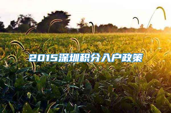 2015深圳积分入户政策