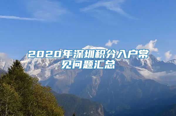 2020年深圳积分入户常见问题汇总