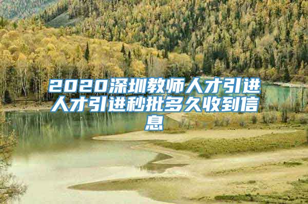 2020深圳教师人才引进人才引进秒批多久收到信息