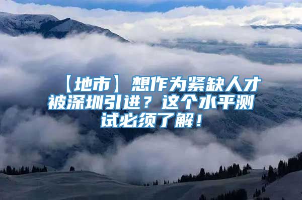 【地市】想作为紧缺人才被深圳引进？这个水平测试必须了解！