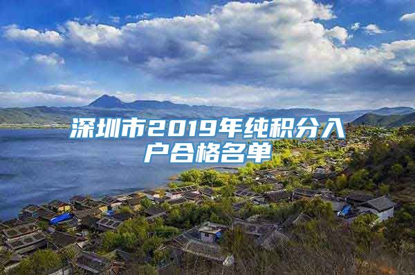 深圳市2019年纯积分入户合格名单