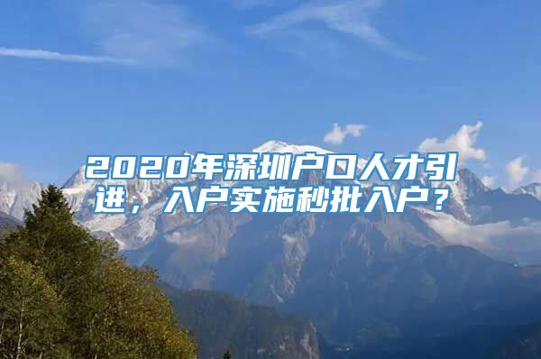 2020年深圳户口人才引进，入户实施秒批入户？