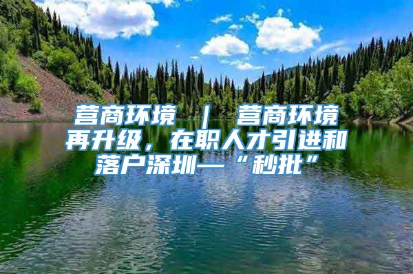 营商环境 ｜ 营商环境再升级，在职人才引进和落户深圳—“秒批”