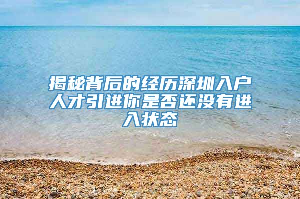 揭秘背后的经历深圳入户人才引进你是否还没有进入状态