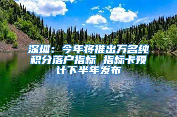 深圳：今年将推出万名纯积分落户指标 指标卡预计下半年发布