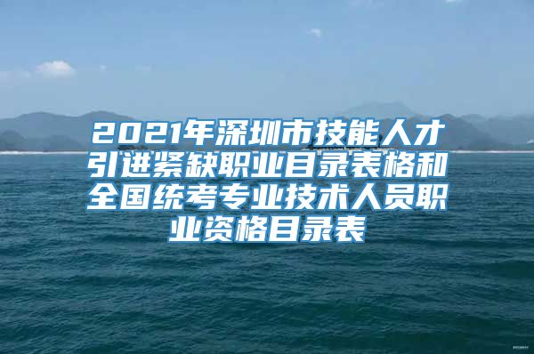 2021年深圳市技能人才引进紧缺职业目录表格和全国统考专业技术人员职业资格目录表