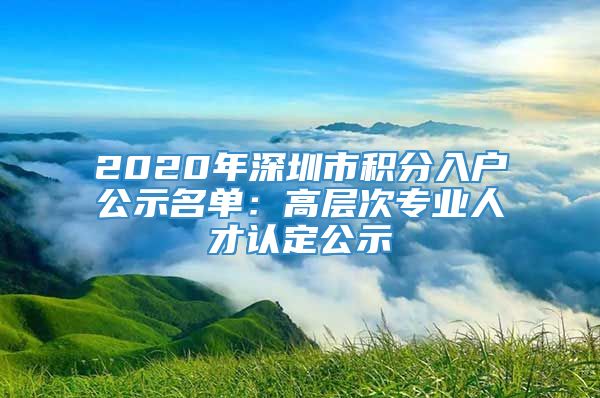 2020年深圳市积分入户公示名单：高层次专业人才认定公示