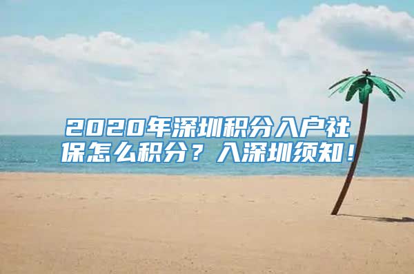 2020年深圳积分入户社保怎么积分？入深圳须知！