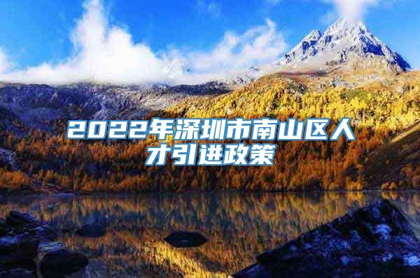 2022年深圳市南山区人才引进政策