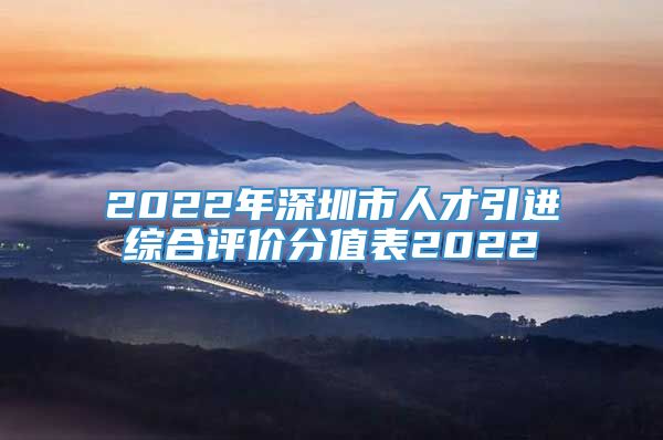 2022年深圳市人才引进综合评价分值表2022