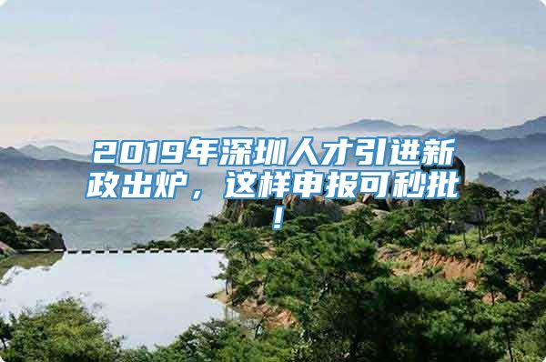 2019年深圳人才引进新政出炉，这样申报可秒批！