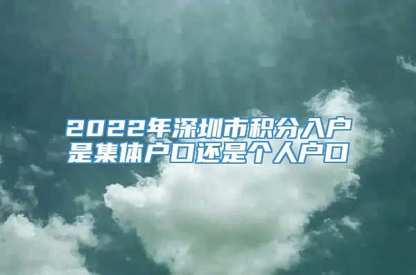 2022年深圳市积分入户是集体户口还是个人户口