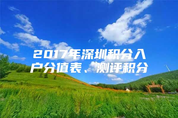 2017年深圳积分入户分值表、测评积分