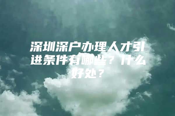 深圳深户办理人才引进条件有哪些？什么好处？