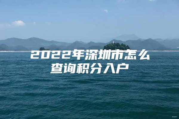 2022年深圳市怎么查询积分入户