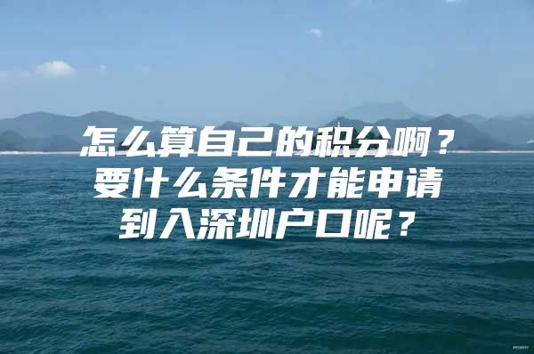 怎么算自己的积分啊？要什么条件才能申请到入深圳户口呢？