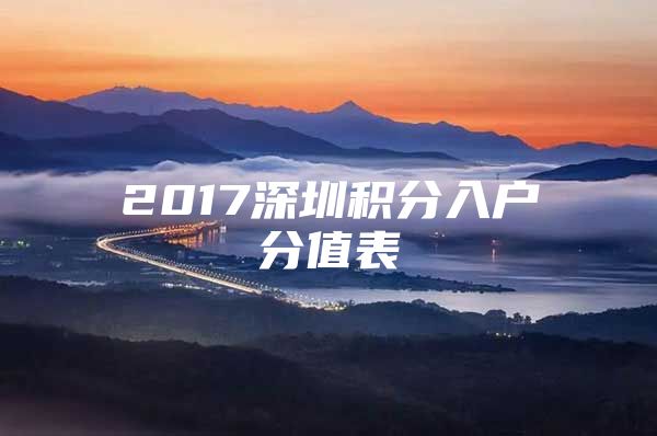 2017深圳积分入户分值表