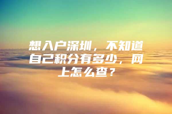 想入户深圳，不知道自己积分有多少，网上怎么查？